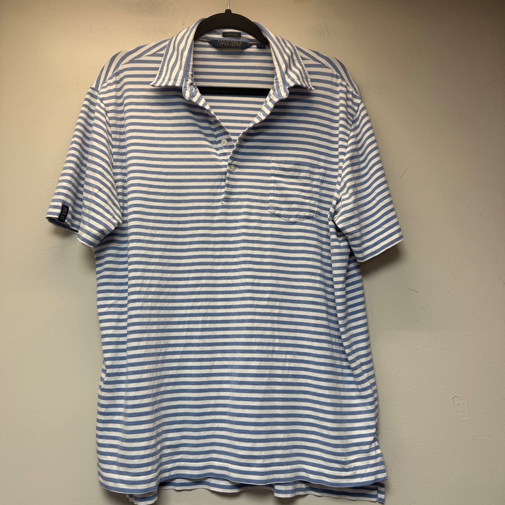 Polo Golf Ralph Lauren Polo Shirt Mens Large Blue White Striped Pima Good